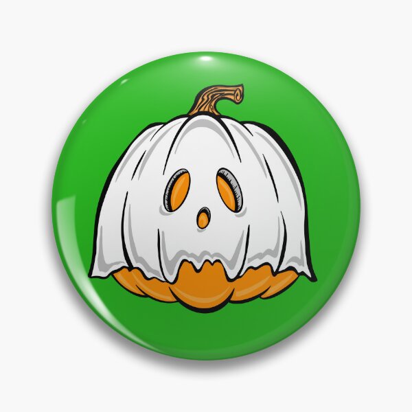 Item preview, Orange Pumpkin Ghost with green background  designed and sold by missmann.