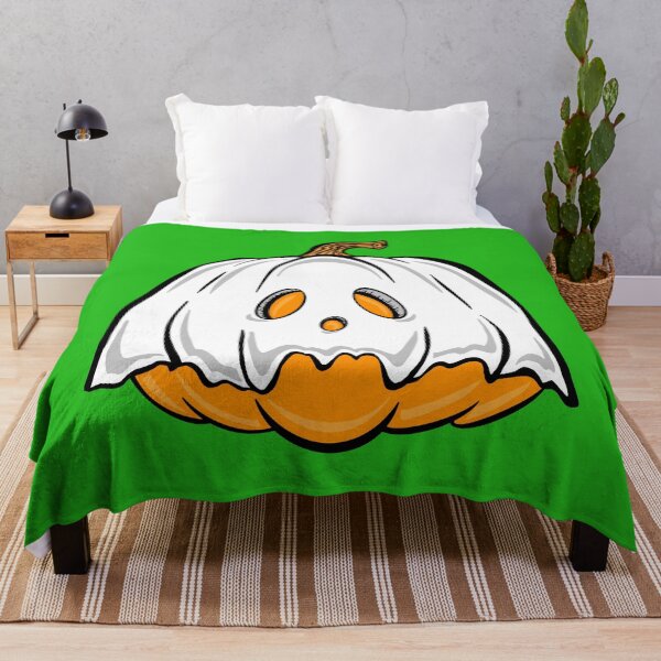 Item preview, Orange Pumpkin Ghost with green background designed and sold by missmann.