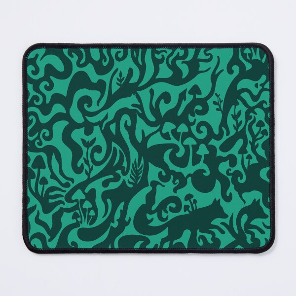 Item preview, Hidden Fox & Mushrooms - Green Gestalt Seamless Pattern designed and sold by Pulpa-grafica.