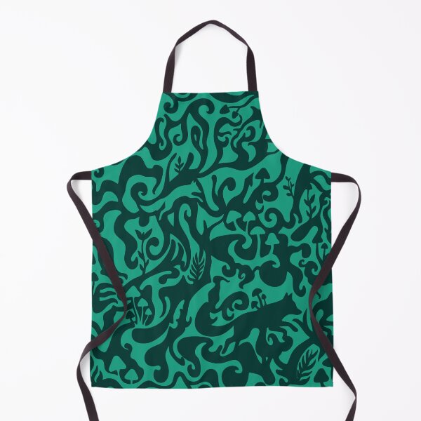 Item preview, Hidden Fox & Mushrooms - Green Gestalt Seamless Pattern designed and sold by Pulpa-grafica.