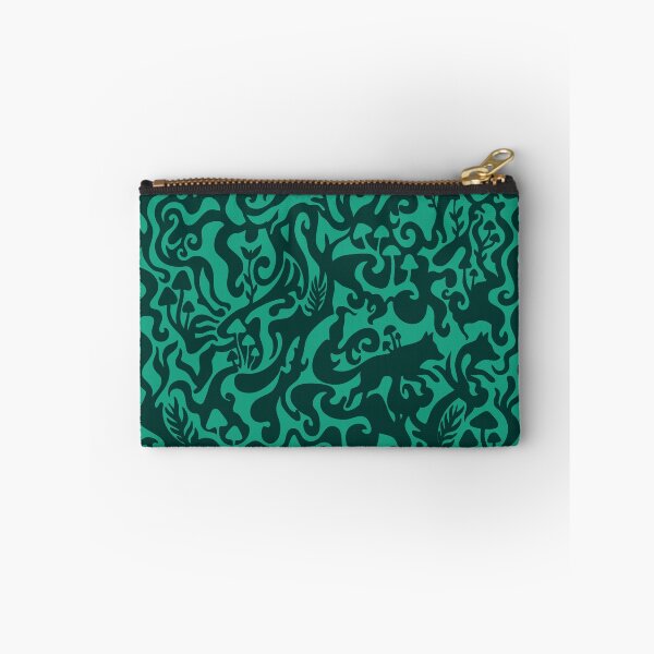Item preview, Hidden Fox & Mushrooms - Green Gestalt Seamless Pattern designed and sold by Pulpa-grafica.