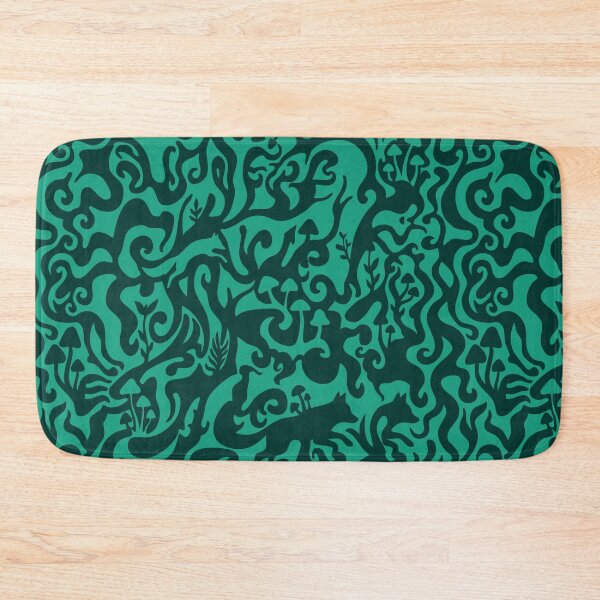 Item preview, Hidden Fox & Mushrooms - Green Gestalt Seamless Pattern designed and sold by Pulpa-grafica.