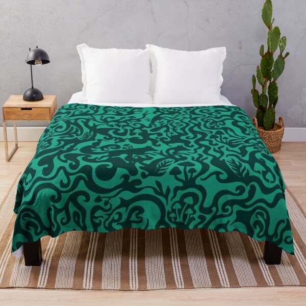 Item preview, Hidden Fox & Mushrooms - Green Gestalt Seamless Pattern designed and sold by Pulpa-grafica.