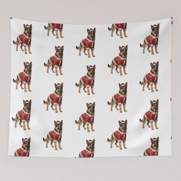Item preview,  Merry Christmas Lights German Shepherd Dog With Santa Hat designed and sold by SOUFIANE1991.