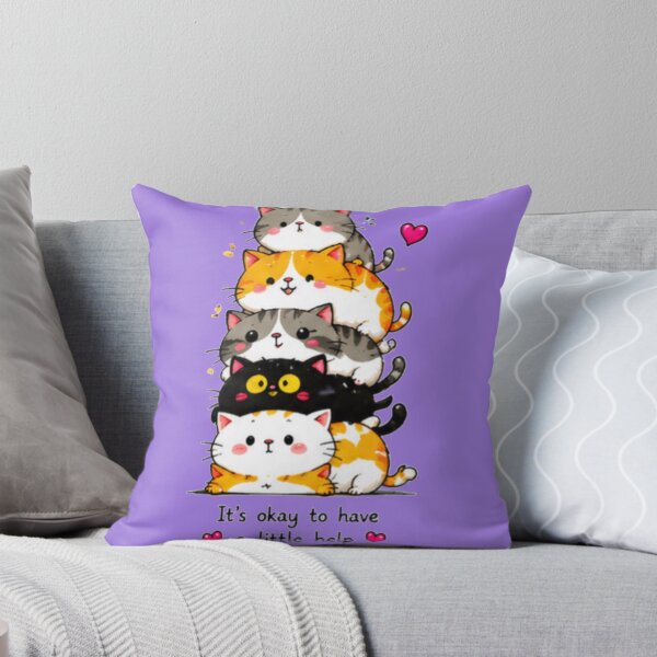 Item preview, It's Okay To Have A Little Help Cute Cat Stack designed and sold by DailyDoodlesBySumbul.