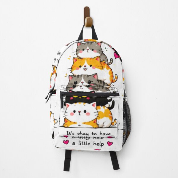 Item preview, It's Okay To Have A Little Help Cute Cat Stack designed and sold by DailyDoodlesBySumbul.