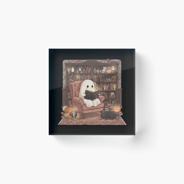 Item preview, Ghost Reading Book Cute Halloween Bookworm Black Cat T-Shirt | Spooky Reader Library Graphic Gift designed and sold by Trendably.