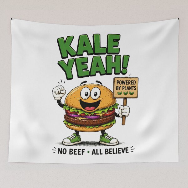 Item preview, Kale Yeah Powered by Plants Funny Vegan Burger Design. designed and sold by The-T-In-Retro.