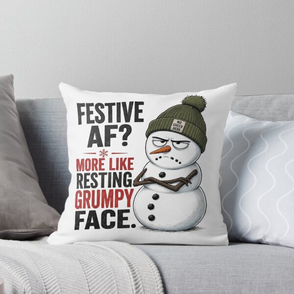 Item preview, Festive AF More Like Resting Grumpy Face Snowman designed and sold by Clean Print Goods.