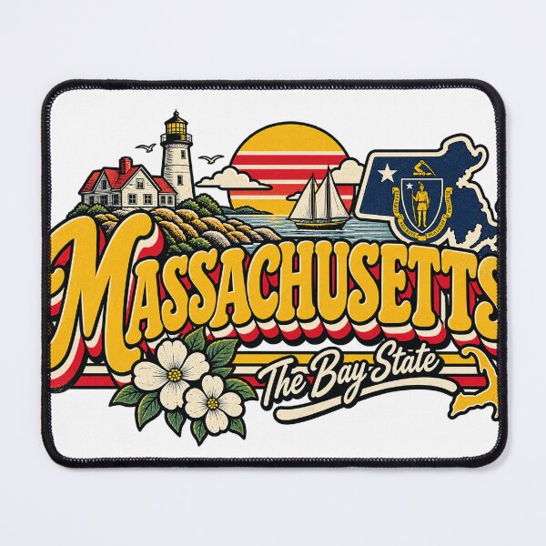 Item preview, Massachusetts Bay State Vintage Lighthouse Coastal Graphic Tee designed and sold by TM DESIGNS AND MORE.