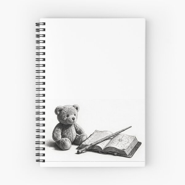 Item preview, Magic Teddy Bear with Spellbook and Wand Black and White designed and sold by LenNo9881.