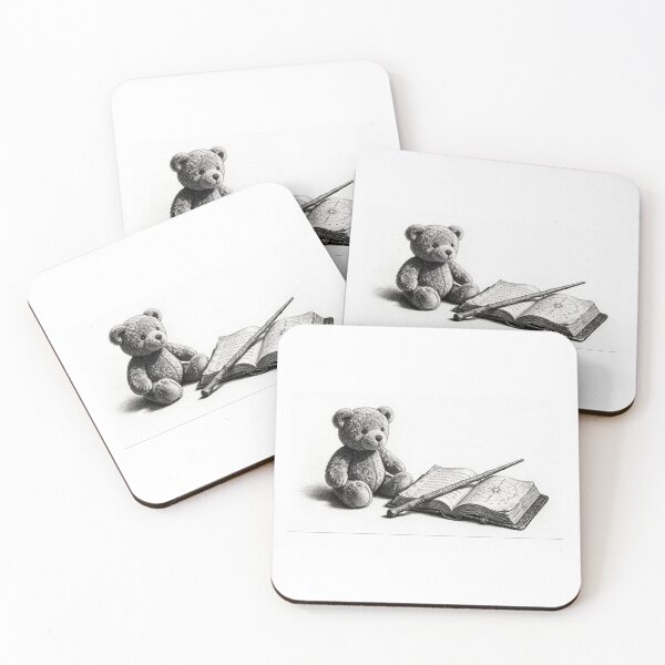 Item preview, Magic Teddy Bear with Spellbook and Wand Black and White designed and sold by LenNo9881.