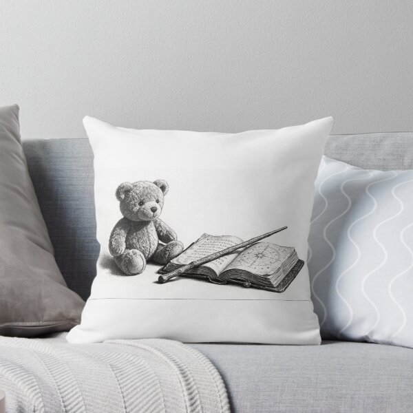 Item preview, Magic Teddy Bear with Spellbook and Wand Black and White designed and sold by LenNo9881.