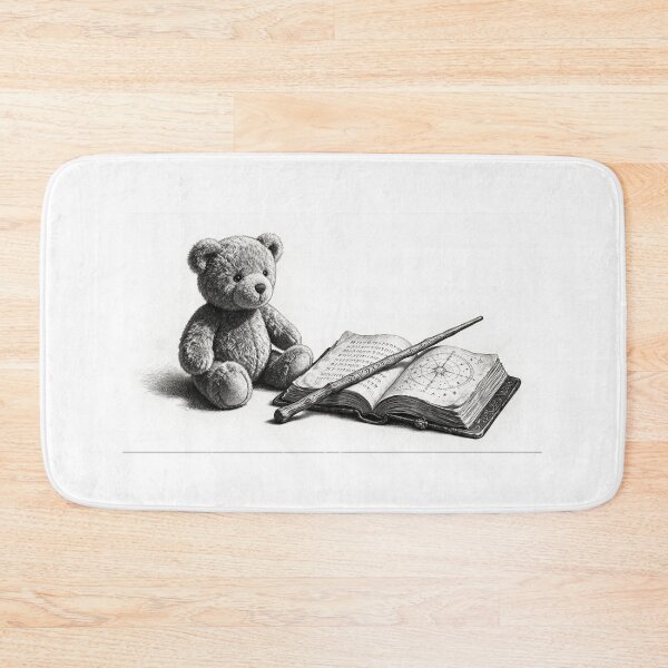 Item preview, Magic Teddy Bear with Spellbook and Wand Black and White designed and sold by LenNo9881.