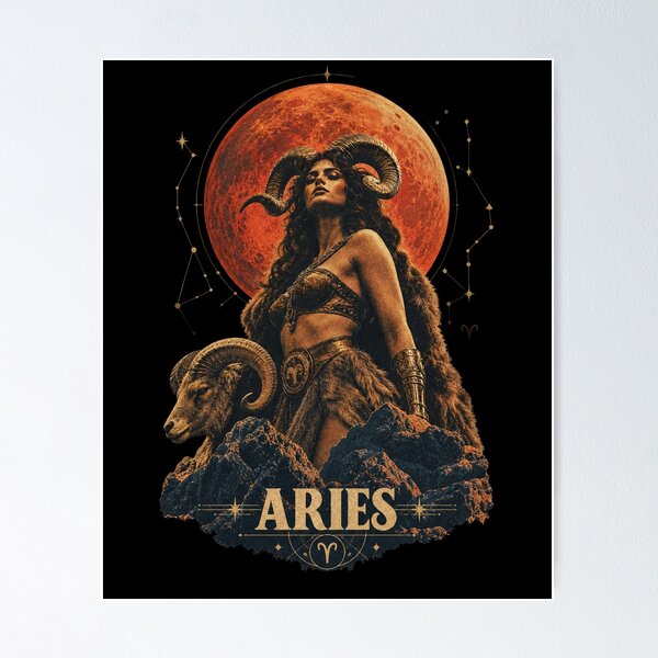 Item preview, Aries Zodiac Warrior Woman | Mystical Astrology Ram Goddess Art designed and sold by Cary-s.