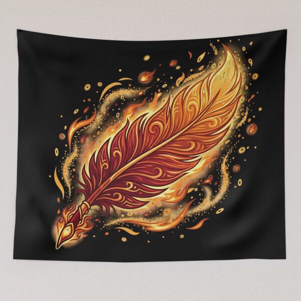 Item preview, Mythical Flaming Phoenix Feather of Rebirth - Fire Quill Fantasy Art designed and sold by KreonaTime.