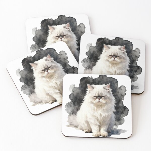 Item preview, Persian white watercolor cat designed and sold by WildArtIT.