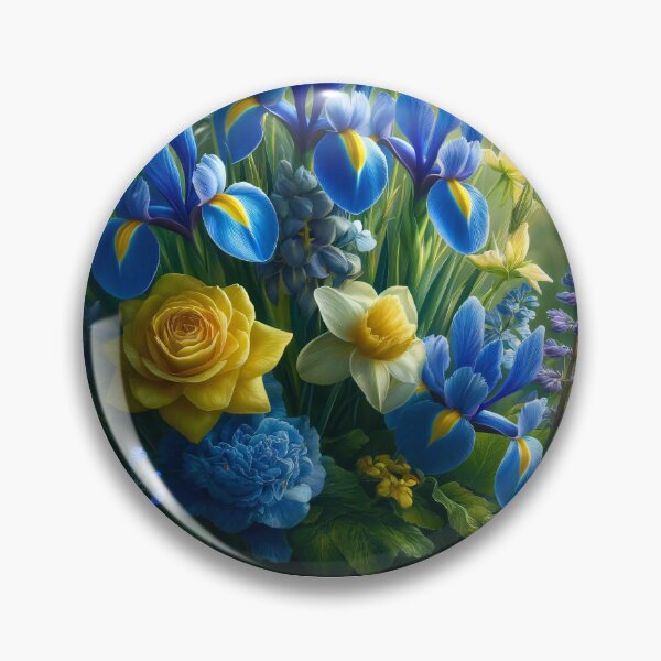 Item preview, Vibrant Blue Iris and Yellow Rose Garden designed and sold by NarjaShop.