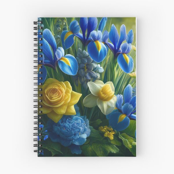 Item preview, Vibrant Blue Iris and Yellow Rose Garden designed and sold by NarjaShop.