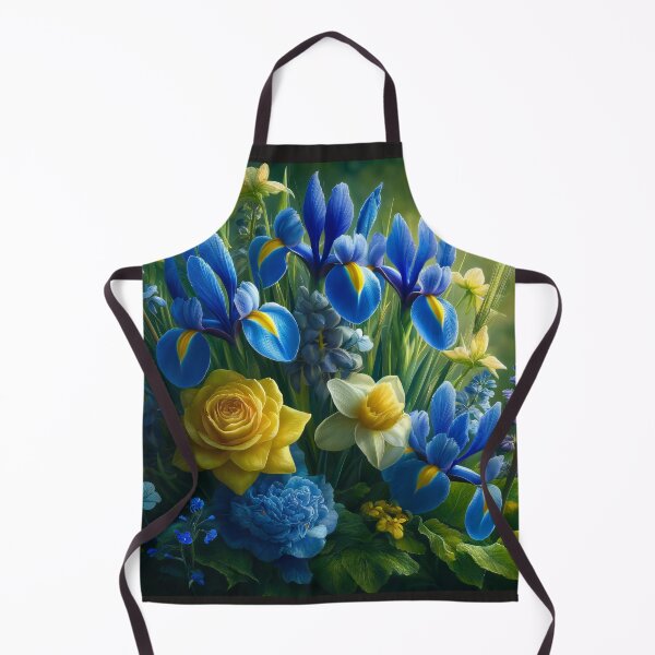 Item preview, Vibrant Blue Iris and Yellow Rose Garden designed and sold by NarjaShop.