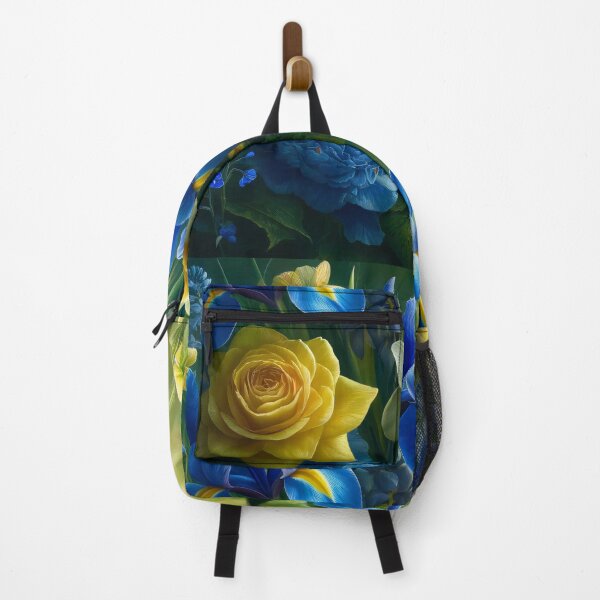 Item preview, Vibrant Blue Iris and Yellow Rose Garden designed and sold by NarjaShop.