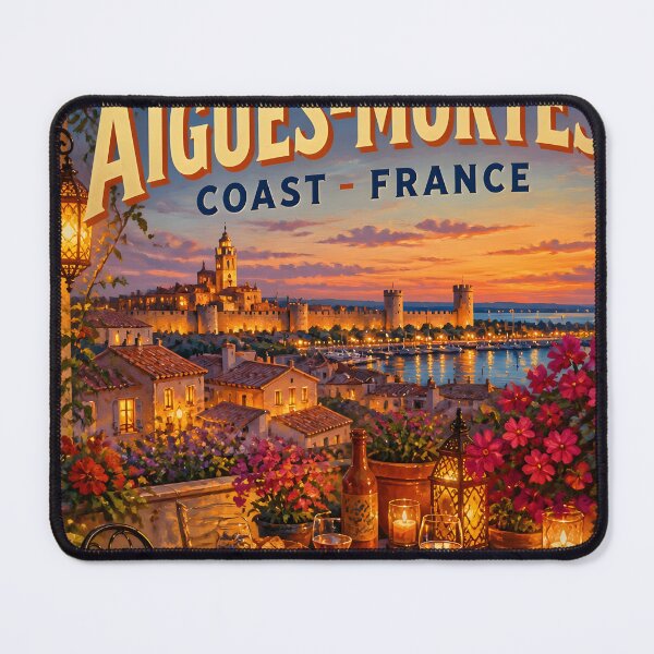 Item preview, Aigues-Mortes, France: Vintage Painterly Poster designed and sold by LSVart.
