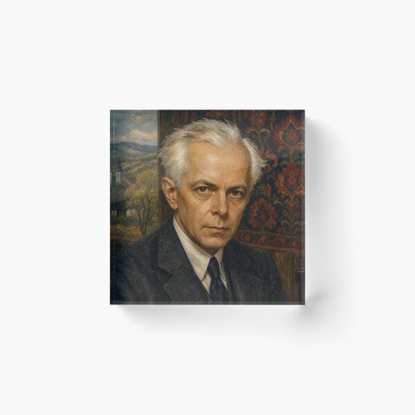 Item preview, Modernist Folk Pioneer: Béla Bartók Vintage Oil Painting - Rhythmic Mastery designed and sold by DoReMiStudio.