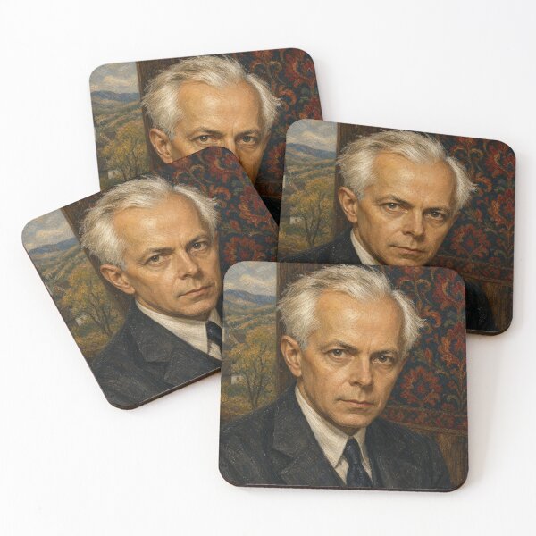 Item preview, Modernist Folk Pioneer: Béla Bartók Vintage Oil Painting - Rhythmic Mastery designed and sold by DoReMiStudio.