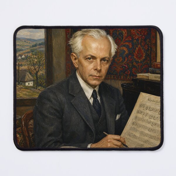 Item preview, Modernist Folk Pioneer: Béla Bartók Vintage Oil Painting - Rhythmic Mastery designed and sold by DoReMiStudio.