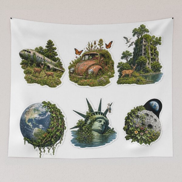 Item preview, Nature Apocalypse Stickers – Post-Apocalyptic Wilderness & Dark Nature designed and sold by Madame-Verny.