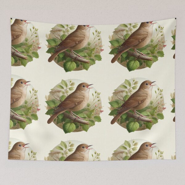 Item preview, Vintage Nightingale Bird Botanical Illustration designed and sold by NarjaShop.