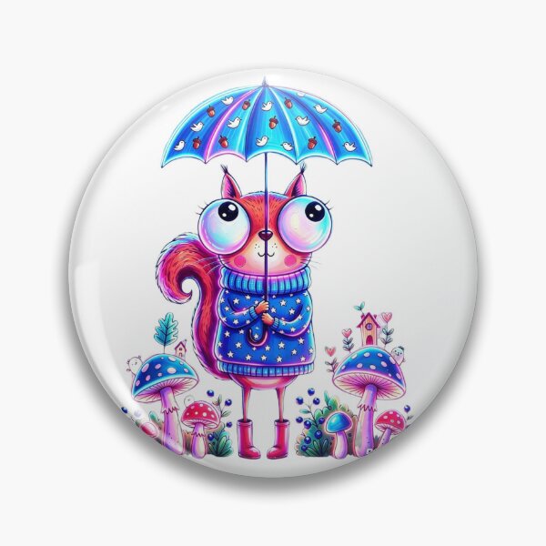 Item preview, Neon Squirrel in the Rain – Cute Forest Friend designed and sold by MyCalmDraw.