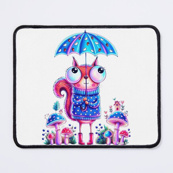 Item preview, Neon Squirrel in the Rain – Cute Forest Friend designed and sold by MyCalmDraw.