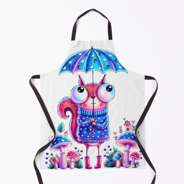 Item preview, Neon Squirrel in the Rain – Cute Forest Friend designed and sold by MyCalmDraw.