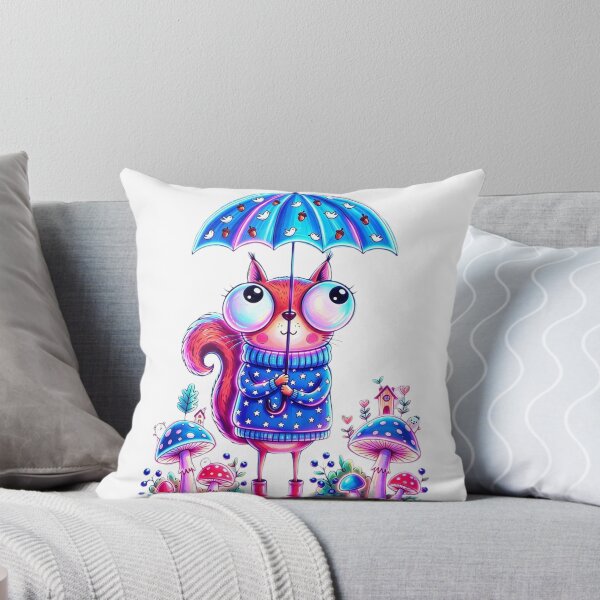 Item preview, Neon Squirrel in the Rain – Cute Forest Friend designed and sold by MyCalmDraw.