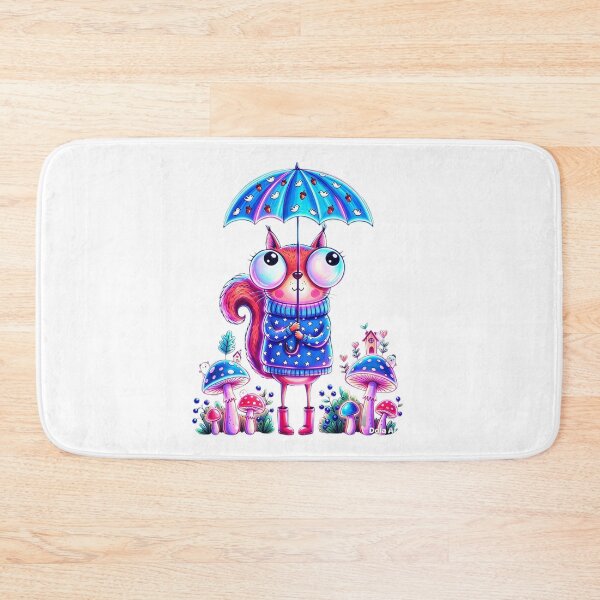 Item preview, Neon Squirrel in the Rain – Cute Forest Friend designed and sold by MyCalmDraw.