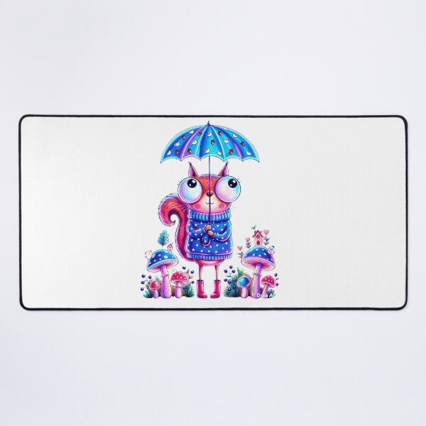 Item preview, Neon Squirrel in the Rain – Cute Forest Friend designed and sold by MyCalmDraw.