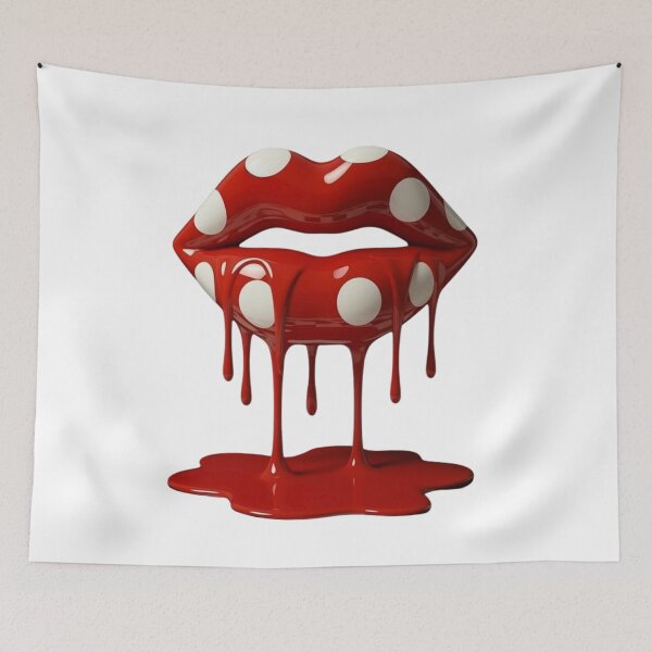 Item preview, Melting Polka Dot Red Lips Pop Art designed and sold by YourColorsWall.