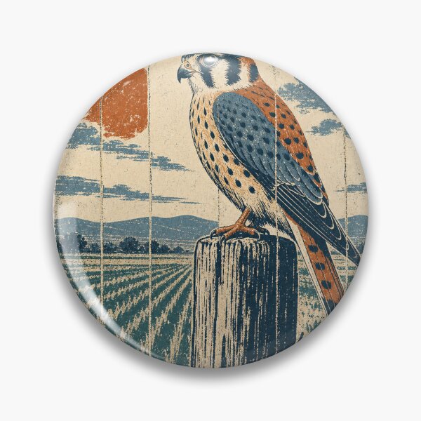 Item preview, American Kestrel in the Open Farmland Wild Bird Vintage Nature Art designed and sold by VisualArtsOasis.