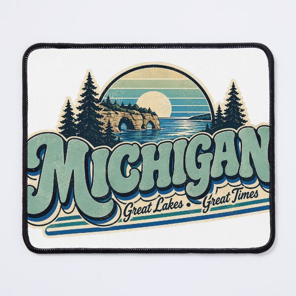 Item preview, Michigan Great Lakes Vintage Upper Peninsula Retro Graphic Tee designed and sold by TM DESIGNS AND MORE.