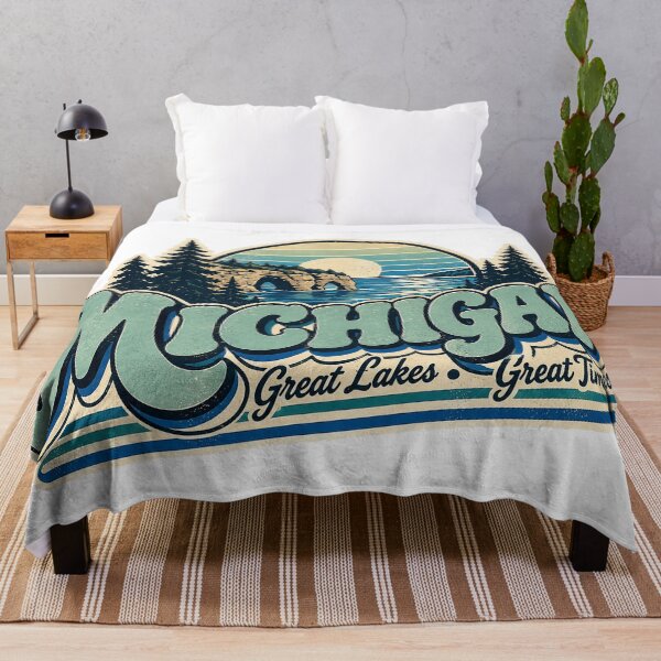 Item preview, Michigan Great Lakes Vintage Upper Peninsula Retro Graphic Tee designed and sold by TM DESIGNS AND MORE.