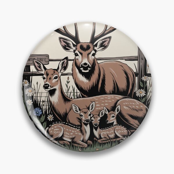 Item preview, Deer Family Wildflower Meadow Vintage Illustration designed and sold by NuvoraNest.