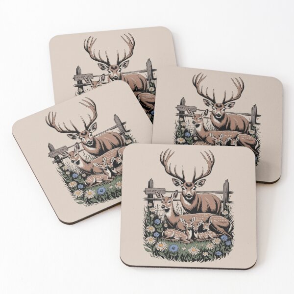 Item preview, Deer Family Wildflower Meadow Vintage Illustration designed and sold by NuvoraNest.