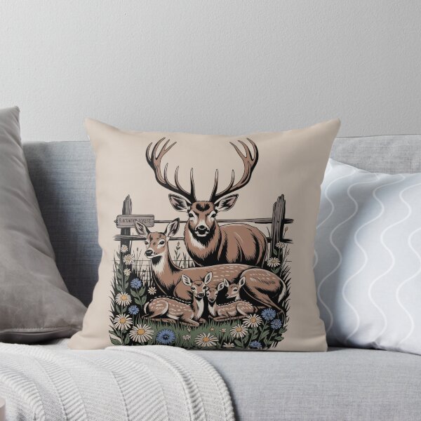 Item preview, Deer Family Wildflower Meadow Vintage Illustration designed and sold by NuvoraNest.