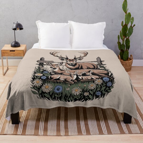 Item preview, Deer Family Wildflower Meadow Vintage Illustration designed and sold by NuvoraNest.
