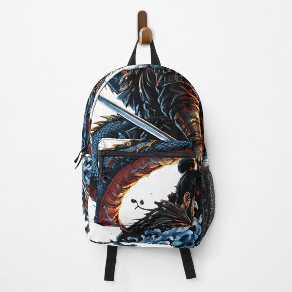 Item preview, Japanese Dragon Warrior - Samurai with Blue Dragon and Crashing Waves designed and sold by Surviving Monday Club.