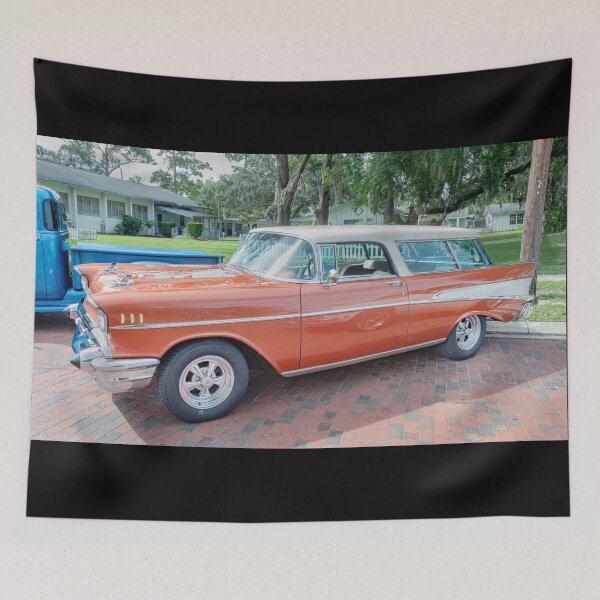 Item preview, 1957 Chevrolet Nomad Station Wagon Adobe Beige and Imperial Ivory Technical Blueprint Car Poster designed and sold by RichFrancoCars.