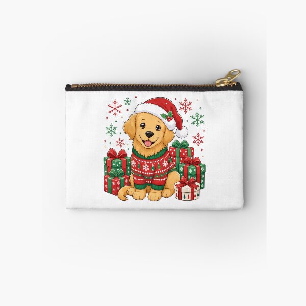 Item preview, Cute Golden Retriever Puppy with Christmas Presents and Santa Hat designed and sold by Clean Print Goods.
