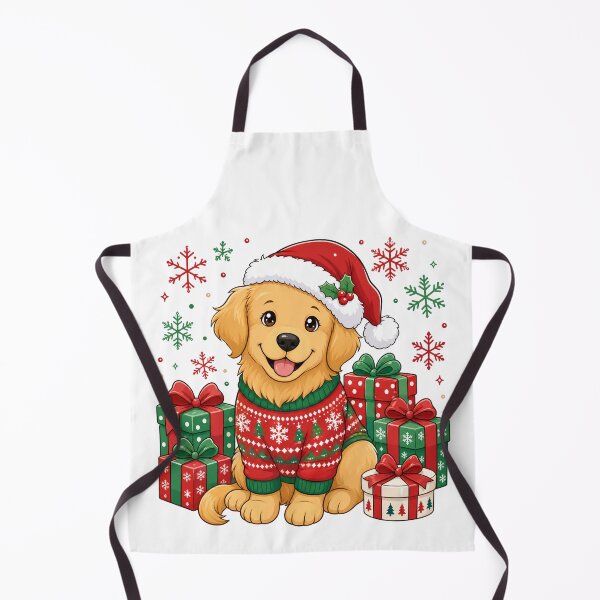 Item preview, Cute Golden Retriever Puppy with Christmas Presents and Santa Hat designed and sold by Clean Print Goods.