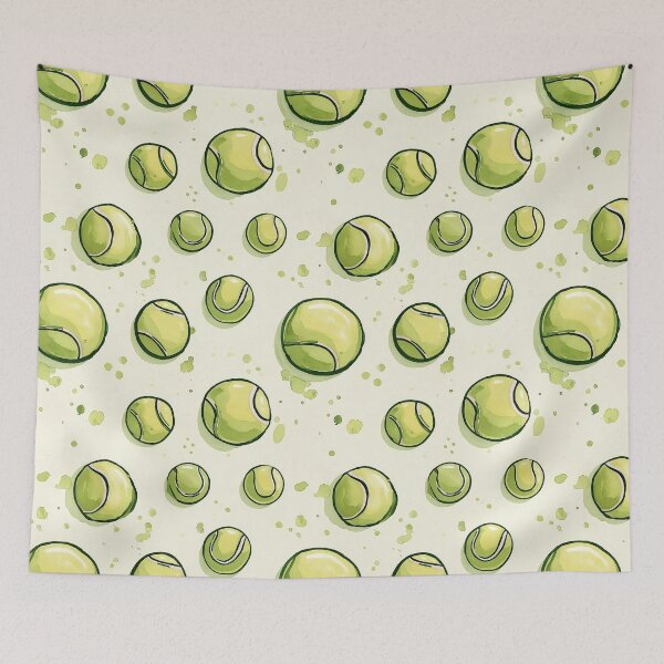 Item preview, Watercolor Tennis Ball Pattern - Cute Sports Illustration Print Design designed and sold by Nine Lives Studio.